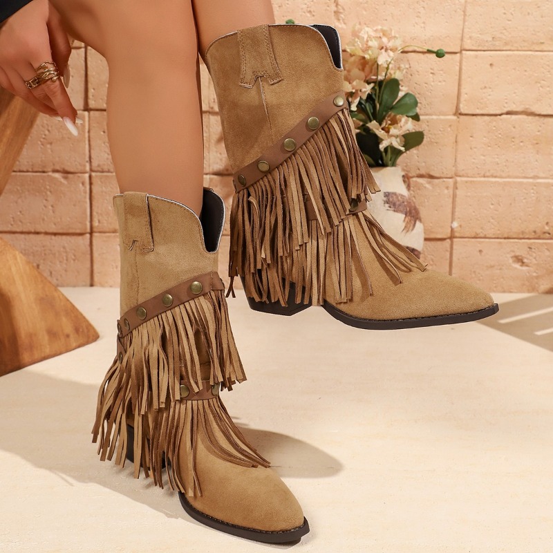 Tasmota - Vintage Tassel Trousers Booties Women Fall/Winter